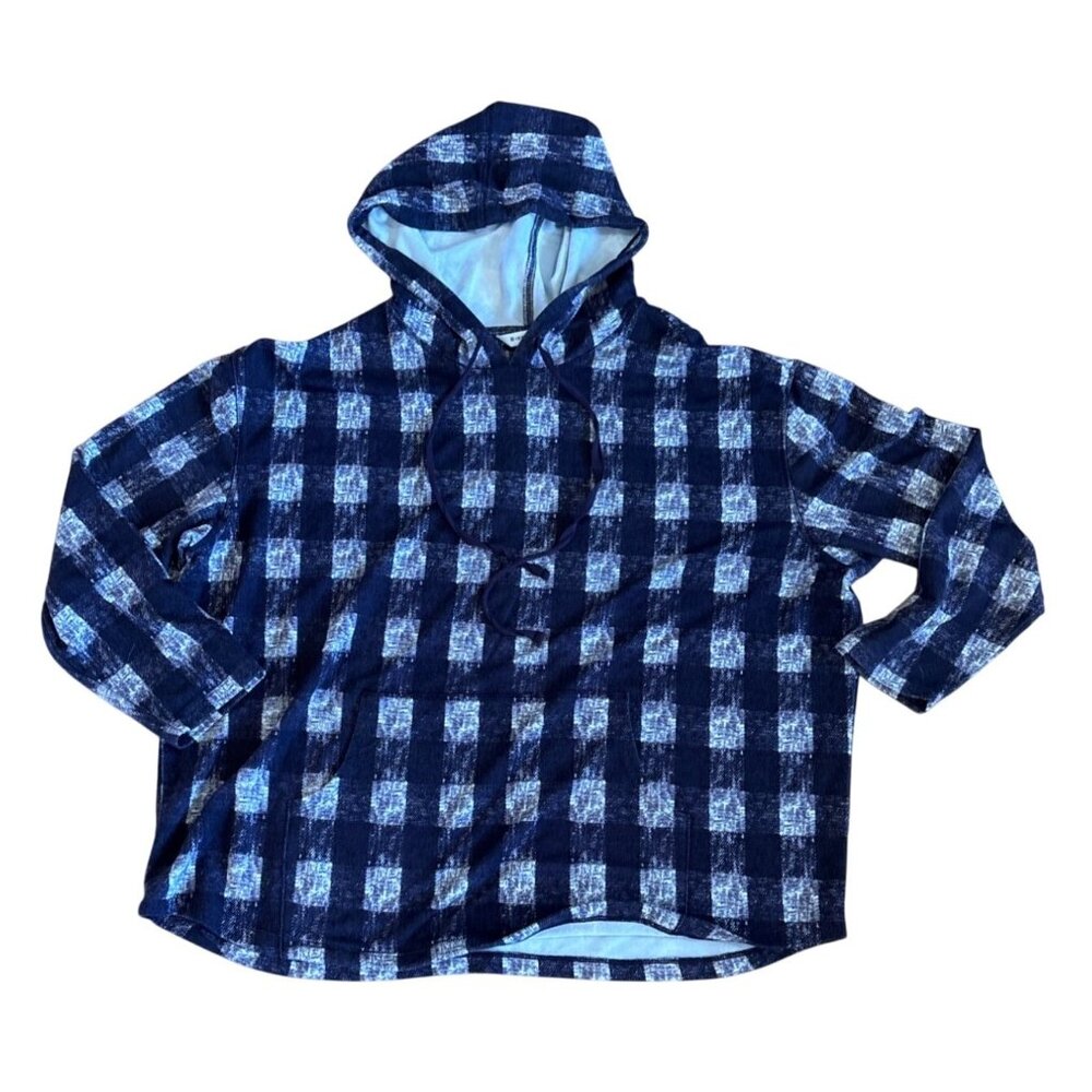 Bianca Nygard Hoodie Purple White Plaid Pullover Lightweight Womens Size XL